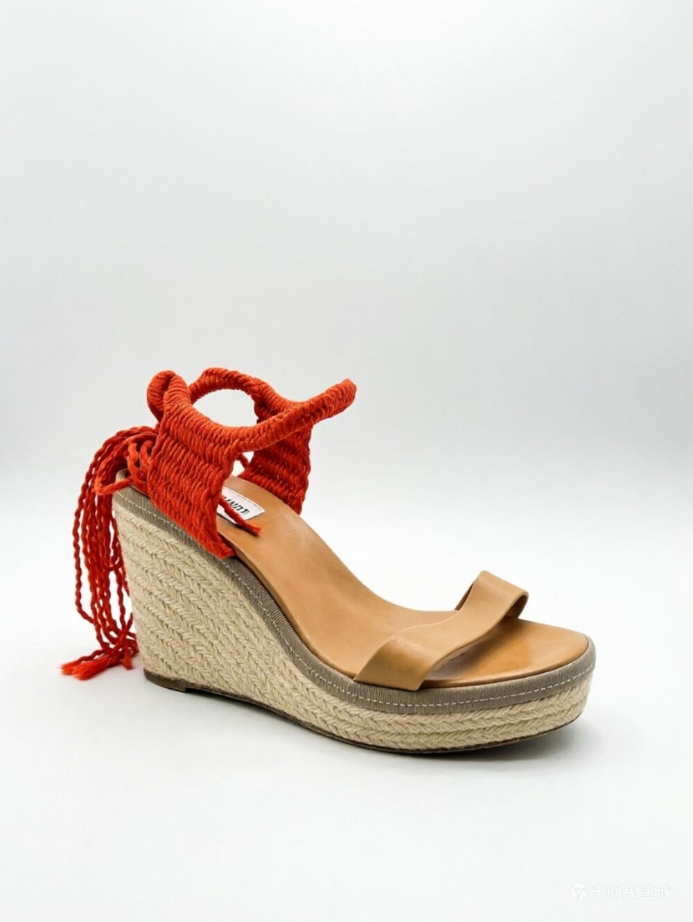 Lanvin orange macrame wedge sandals
